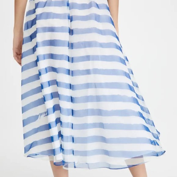 STAUD Mattia Skirt Blue & White Painted Stripe - S - Picture 2 of 8